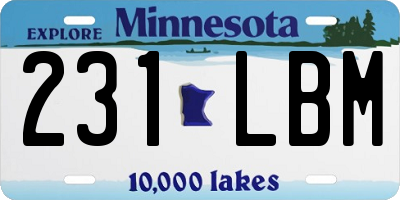 MN license plate 231LBM