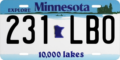 MN license plate 231LBO