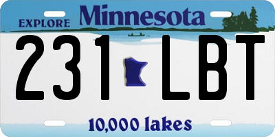 MN license plate 231LBT