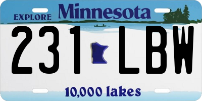 MN license plate 231LBW