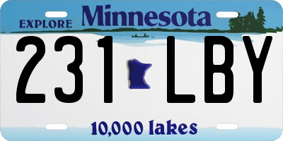 MN license plate 231LBY