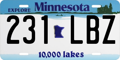 MN license plate 231LBZ