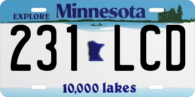 MN license plate 231LCD