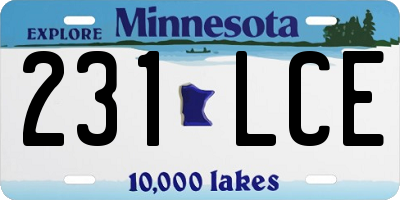 MN license plate 231LCE