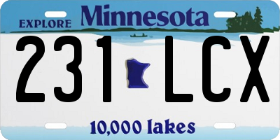 MN license plate 231LCX