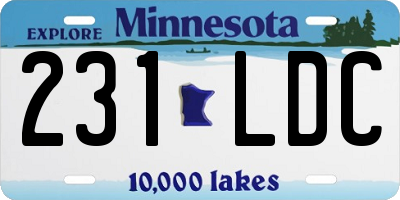 MN license plate 231LDC