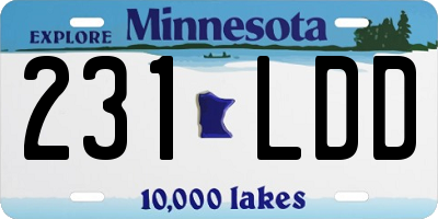 MN license plate 231LDD