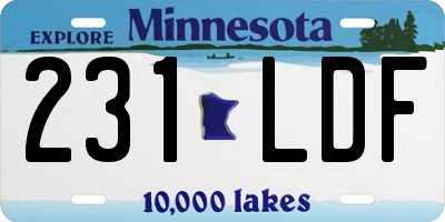 MN license plate 231LDF