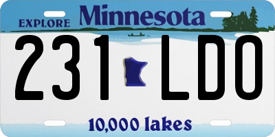 MN license plate 231LDO