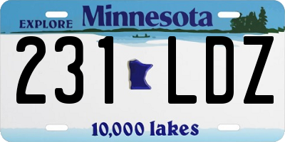 MN license plate 231LDZ