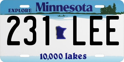 MN license plate 231LEE