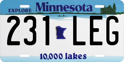 MN license plate 231LEG