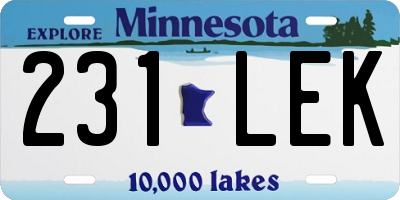 MN license plate 231LEK