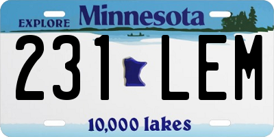 MN license plate 231LEM