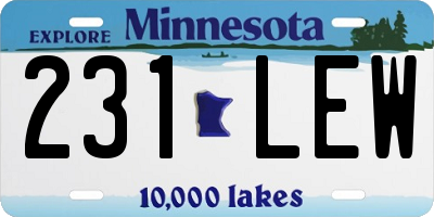 MN license plate 231LEW