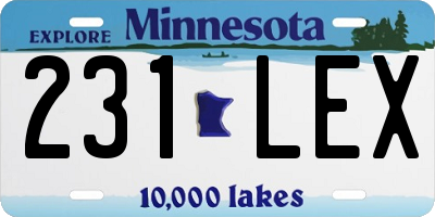MN license plate 231LEX
