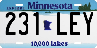 MN license plate 231LEY