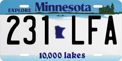 MN license plate 231LFA