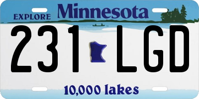 MN license plate 231LGD