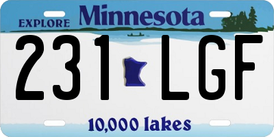 MN license plate 231LGF