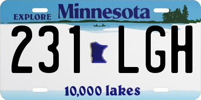 MN license plate 231LGH