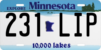 MN license plate 231LIP