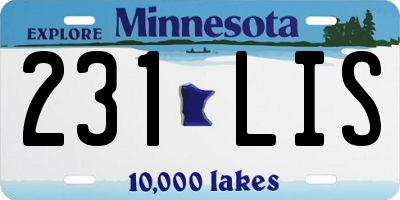 MN license plate 231LIS