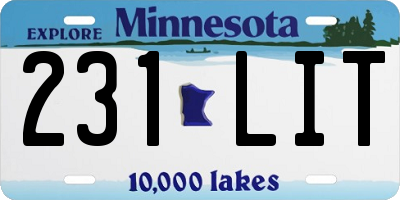 MN license plate 231LIT