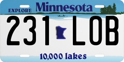 MN license plate 231LOB