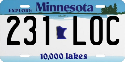 MN license plate 231LOC