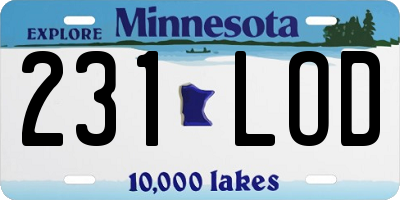 MN license plate 231LOD