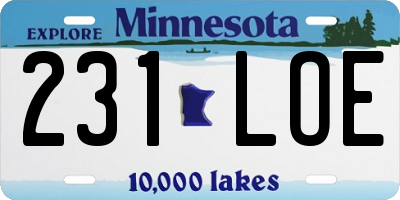 MN license plate 231LOE