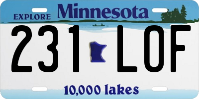 MN license plate 231LOF