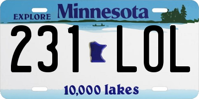 MN license plate 231LOL