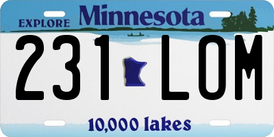MN license plate 231LOM
