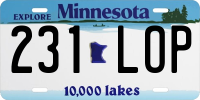 MN license plate 231LOP