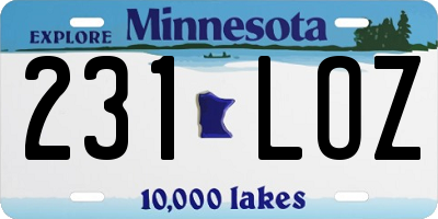 MN license plate 231LOZ