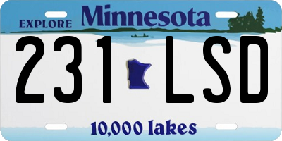 MN license plate 231LSD