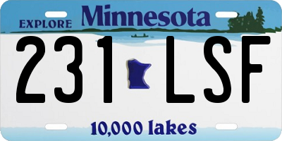 MN license plate 231LSF