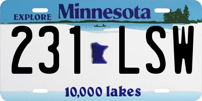 MN license plate 231LSW