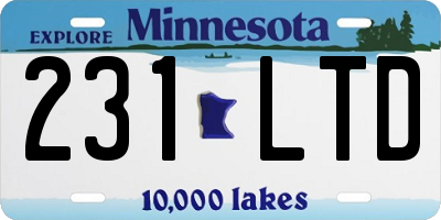 MN license plate 231LTD