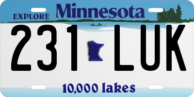 MN license plate 231LUK