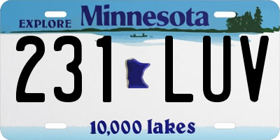 MN license plate 231LUV