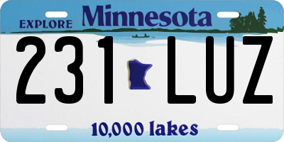 MN license plate 231LUZ