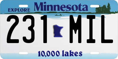 MN license plate 231MIL