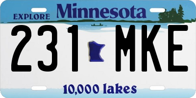 MN license plate 231MKE