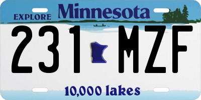 MN license plate 231MZF