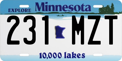 MN license plate 231MZT