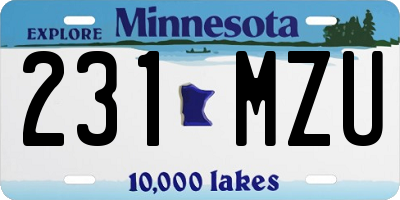 MN license plate 231MZU