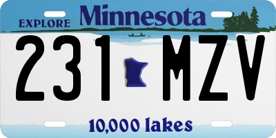 MN license plate 231MZV